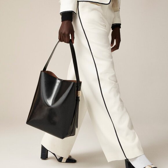 J. Crew Handbags - NWT Edie Bucket Bag in Black Italian Leather